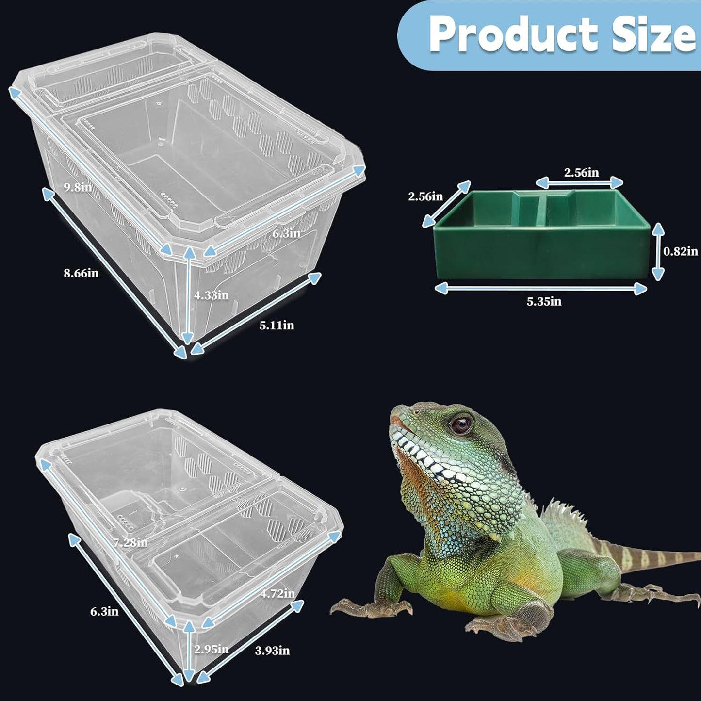 PINVNBY Reptile Feeding Box 6 PCS Snake Breeding Box Lizard Cricket Cage Habitat Hatching Container Transparent Portable Critter Keeper for Spider Scorpion Gecko Tortoise Treefrog (2 Large 4 Small)