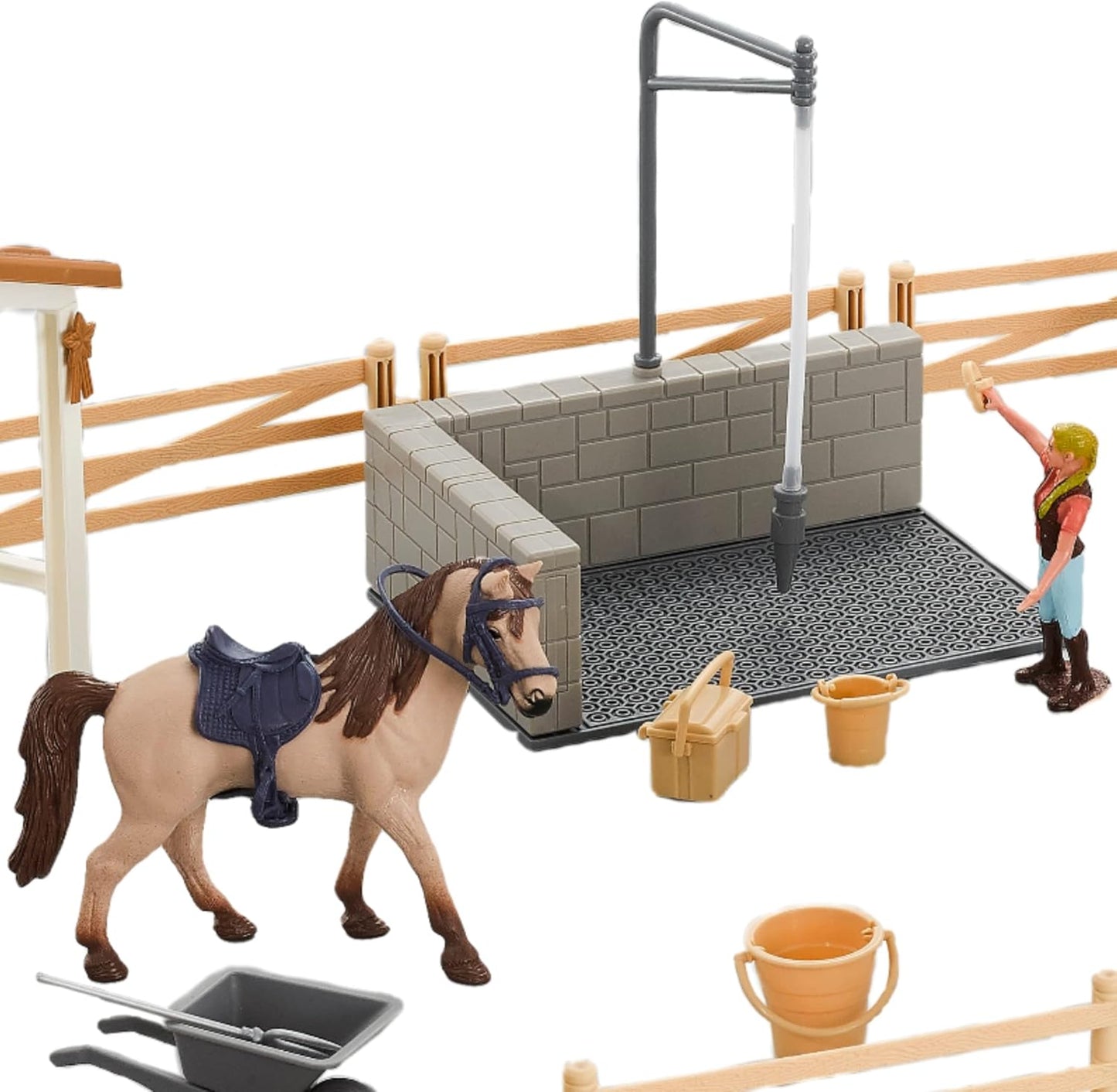 Peagrav Horse Stable Playset with Rider & Horses - Toy Figures for Boys & Girls, Ages 3-8