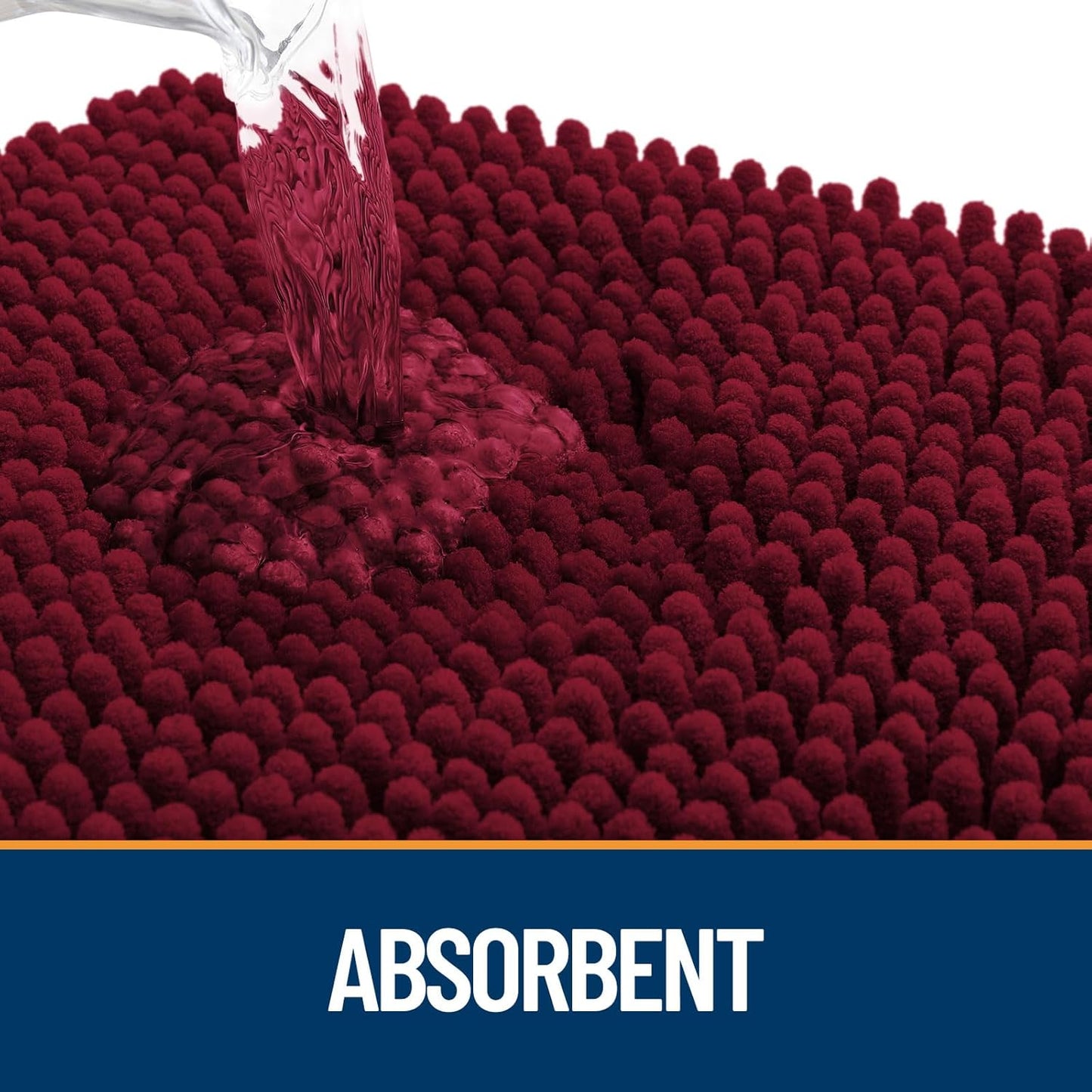 OLANLY Door Mat for Muddy Dog Paws 47x24, Ultra Absorbent Chenille Mud Doormat with Paw Print Design, Non-Slip Washable Doormat for Indoor Entryway, Quick-Dry Pet Bed Mats for Dirty Dogs, Burgundy