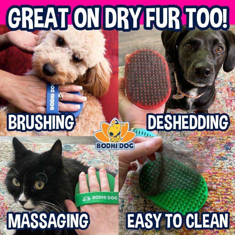 Bodhi Dog Shampoo Brush - Pet Grooming & Bath Supplies for Cats and Dog Bath Brush for Long & Short Hair - Premium Scrubber for Shower, Bathing & Massage - (One Pack, Pink)