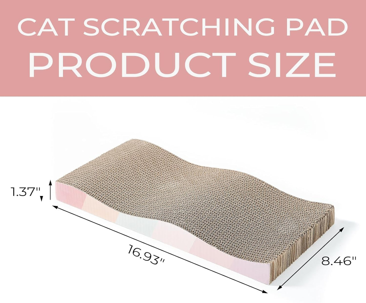 Cat Scratching Pads Cardboard Cat Scratchers for Indoor Cats Reversible Large Wide Corrugated with Catnip and Mini Toy (3pcs)