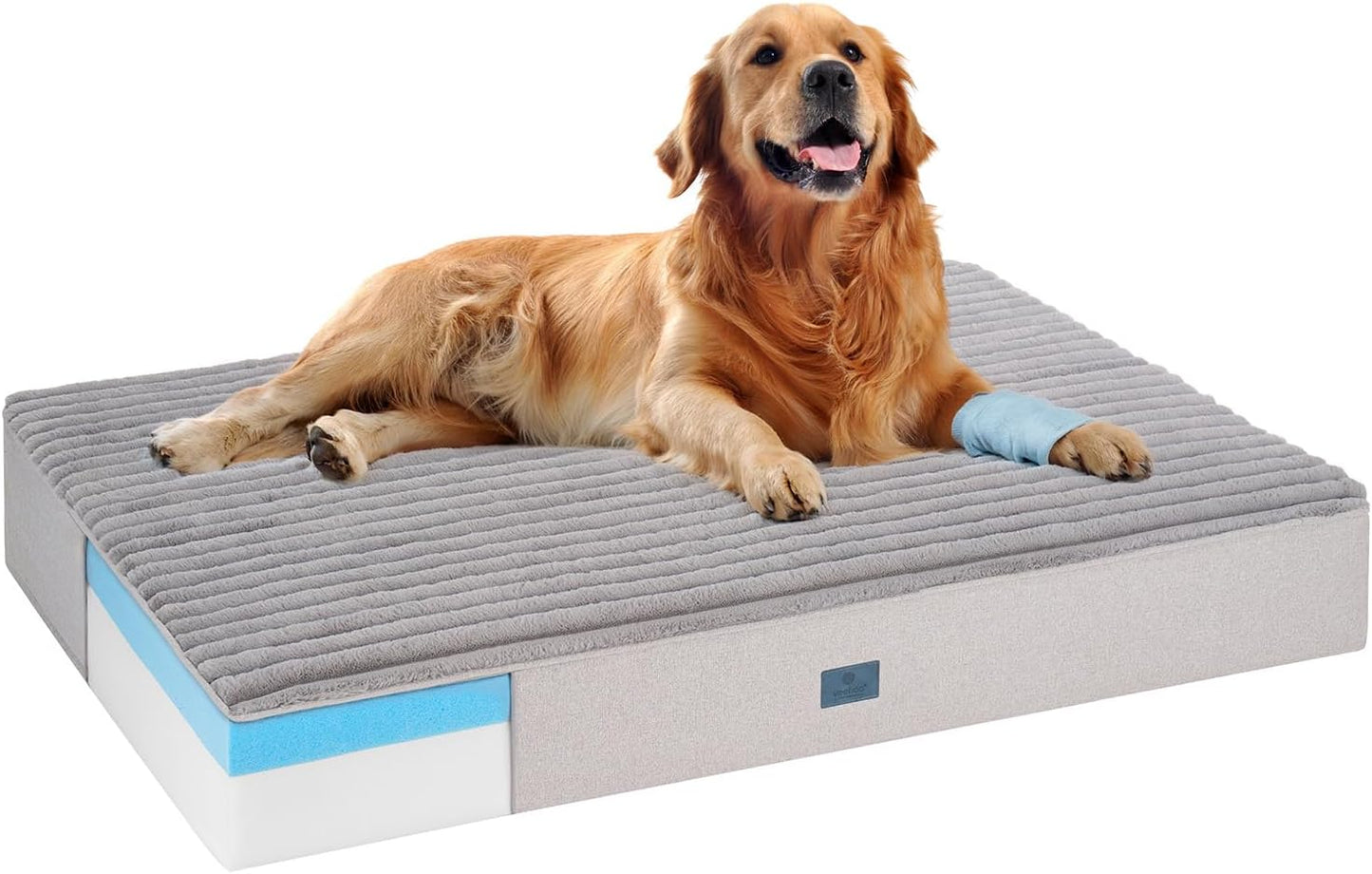 Veehoo Orthopedic Memory Foam Dog Bed, 7 Inch Thick Extra Large Dog Bed XL for Senior Dogs with Ultra-Soft Fluffy Surface, Waterproof Liner, Removable Washable Cover and Non-Slip Bottom, 48"x30"x7"