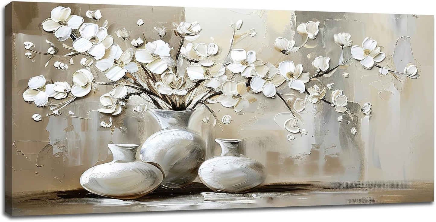 Large Farmhouse Wall Art Country Flower Canvas Living Room Floral Abstract Pictures Framed Prints Oversize Wall Decor Painting Artwork for Bedroom Dining Home 60"x30"