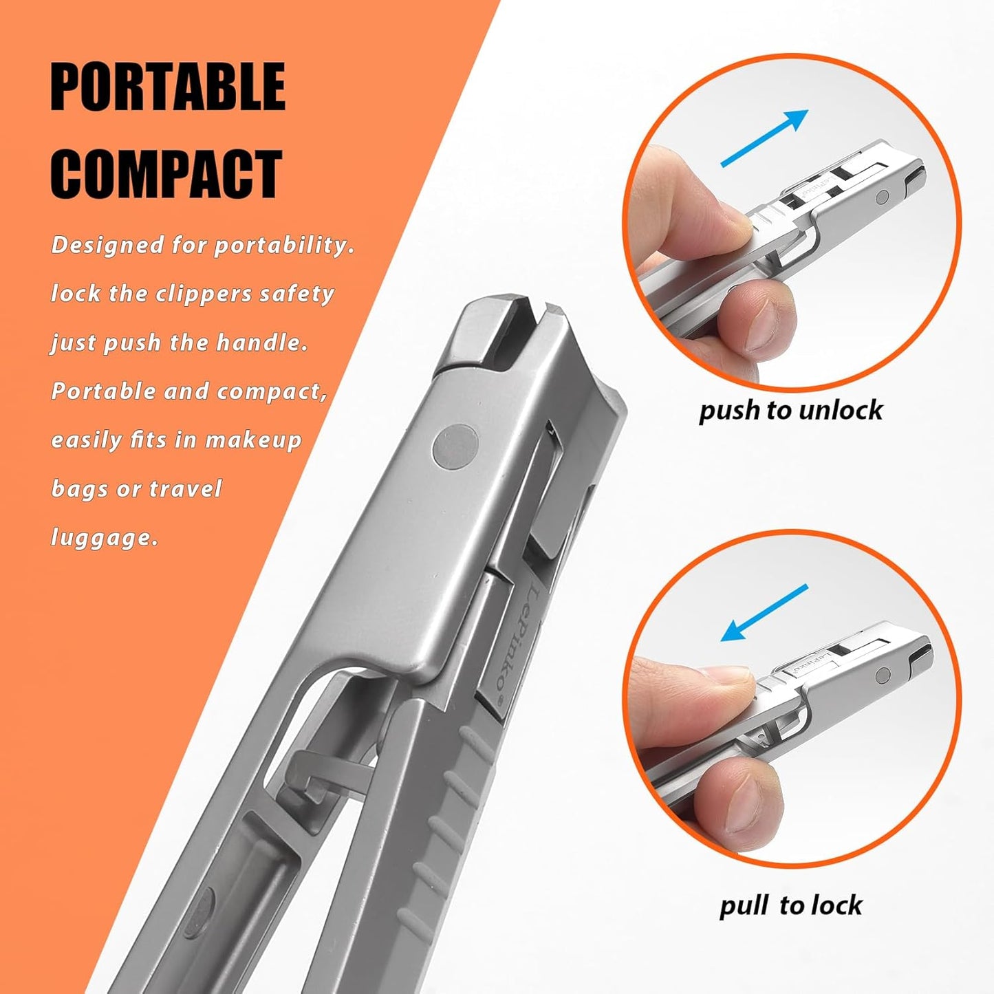 Nail Clipper for Thick Toenails and Fingernails, Portable Toenails Clippers for Seniors, Nail Cutter with Catcher, Nano Glass Nail Buffer, Gifts for Stocking Stuffers Men Women 2PCS