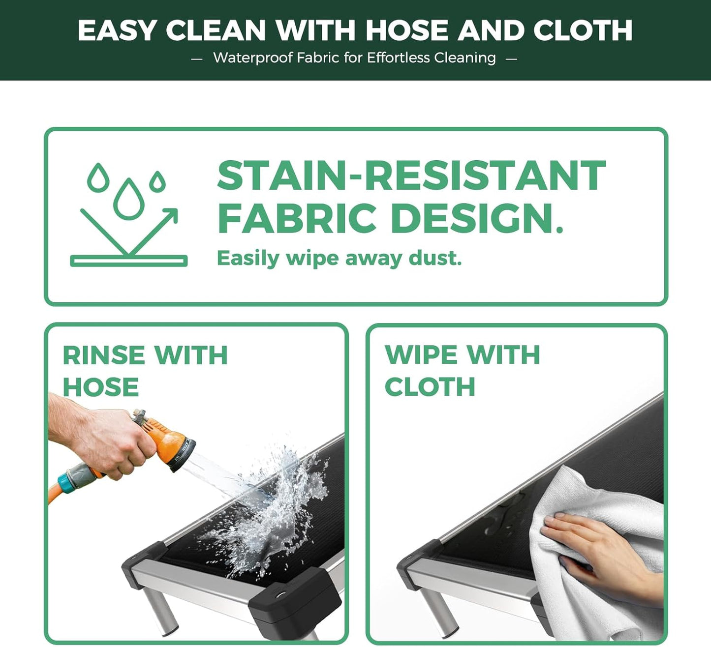 FXW TitanNest Chew-Proof Elevated Dog Bed, Raised Cot for Indoor/Outdoor/Camping Use, Durable & Washable Padded Pet Bed for Extra-Small Dogs, 29.0" L x 18.0" W x 4.5" H, Black