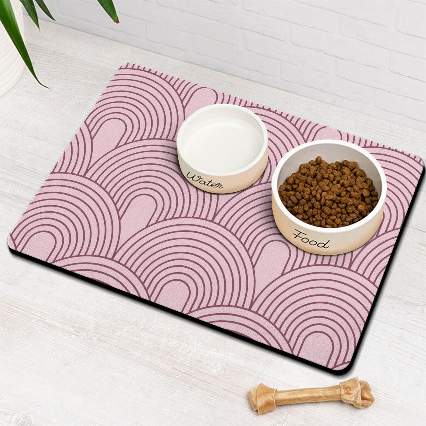 Dog Food Mats for Floors Absorbent, Pet Cat Food Mat - Quick Dry Dog Bowl Mats for Food and Water, Eco-Friendly Boho Pet Supplies