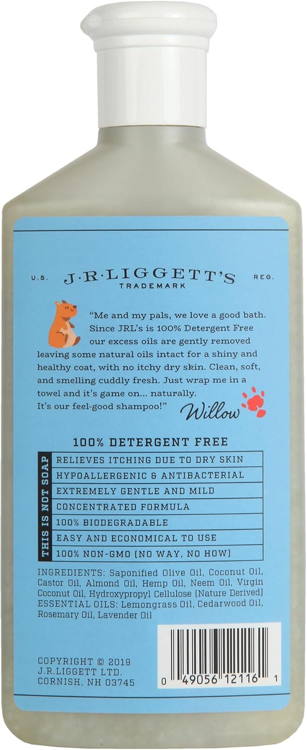 JR Liggett’s Natural Liquid Small Animal Shampoo for Sensitive Skin - 100% Detergent Free, Non-GMO & Biodegradable - Tear-Free, Hypoallergenic Formula Soothes Dry Itchy Skin - 8.45 fl oz