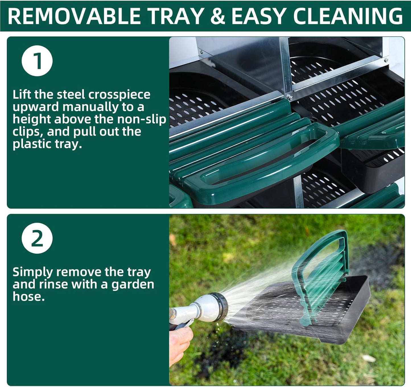 Chicken Nesting Box, 10 Hole 2 Layer Hen Nest Box with Legs, Roll Away Eggs Laying Boxes,Cleanable Pull Out Hen Roosting Boxes