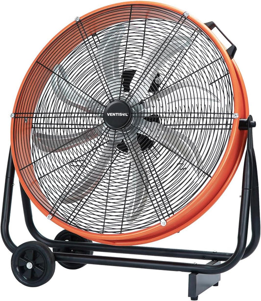 VENTISOL 24 Inch Industrial Floor Drum Fan, 9500 CFM Heavy Duty Floor Fan with 8 Blades, 3-Speed High Velocity Shop Fan, Metal Fans for Warehouse, Patios, Garage
