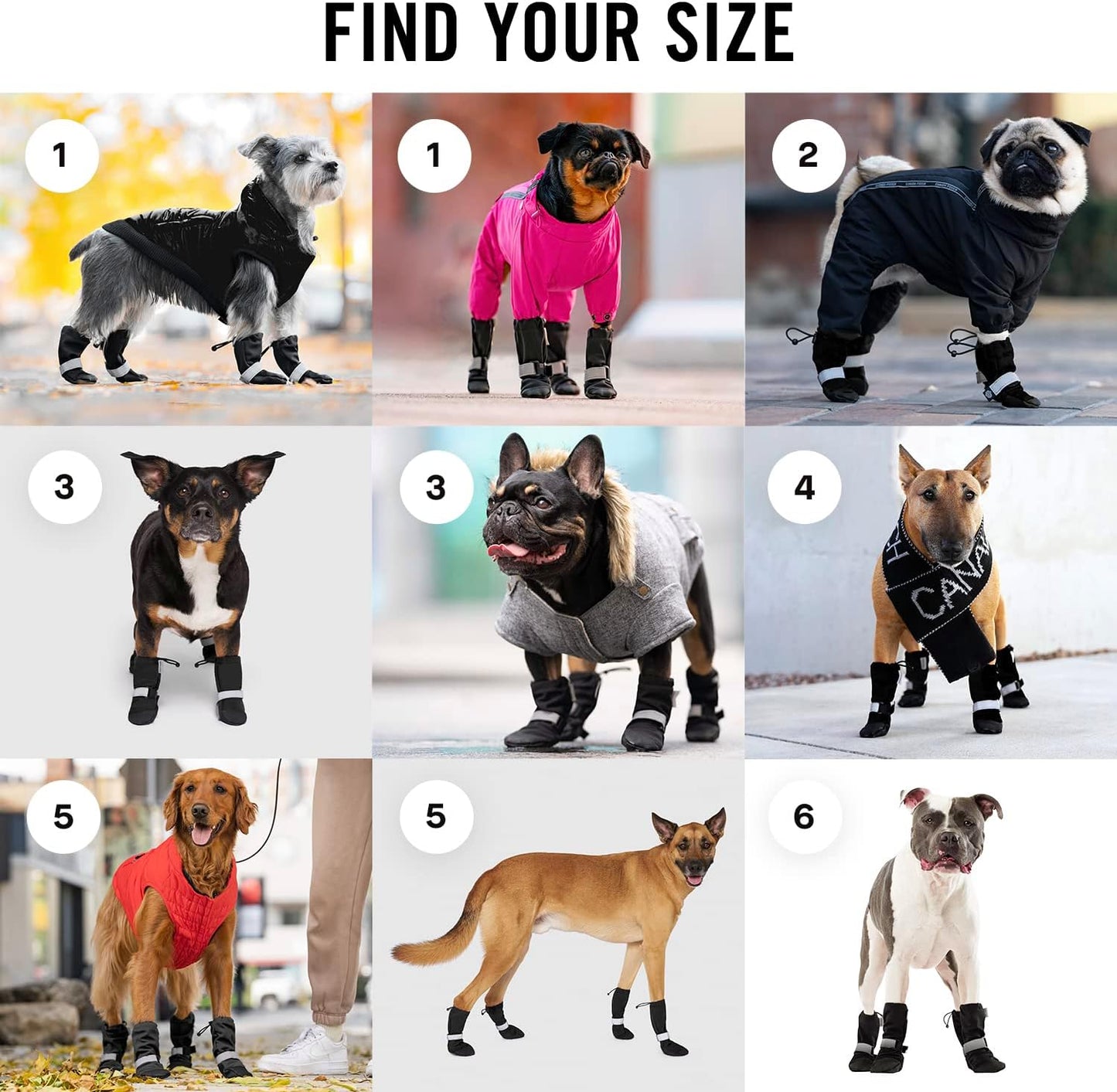 Canada Pooch Dog Winter Boots - Paw Protection, Anti-Slip Dog Shoes with Reflective Strap, Easy On for Small Medium Large Dog Booties - Black, Size 6