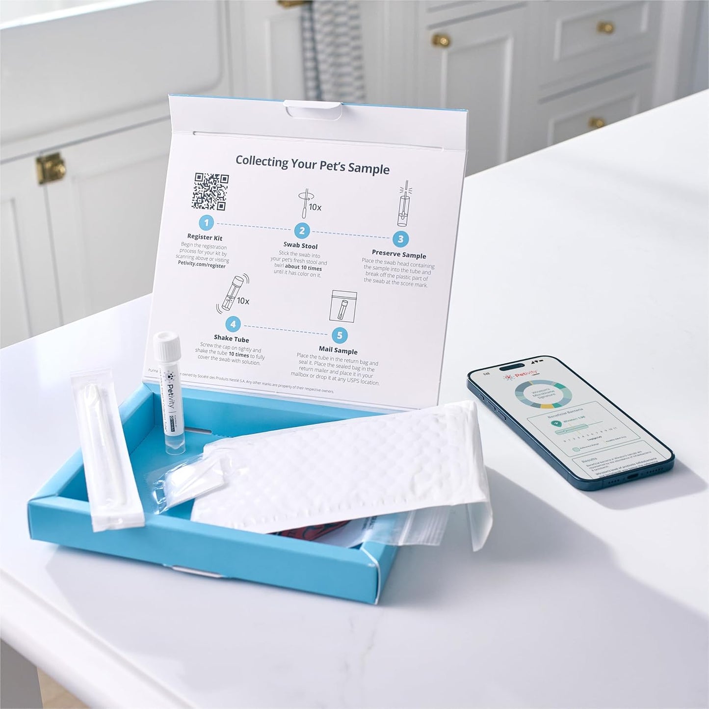 Petivity Microbiome Analysis Kit — Basic for Cats and Dogs, Powered by Purina - 4.8 oz. Box