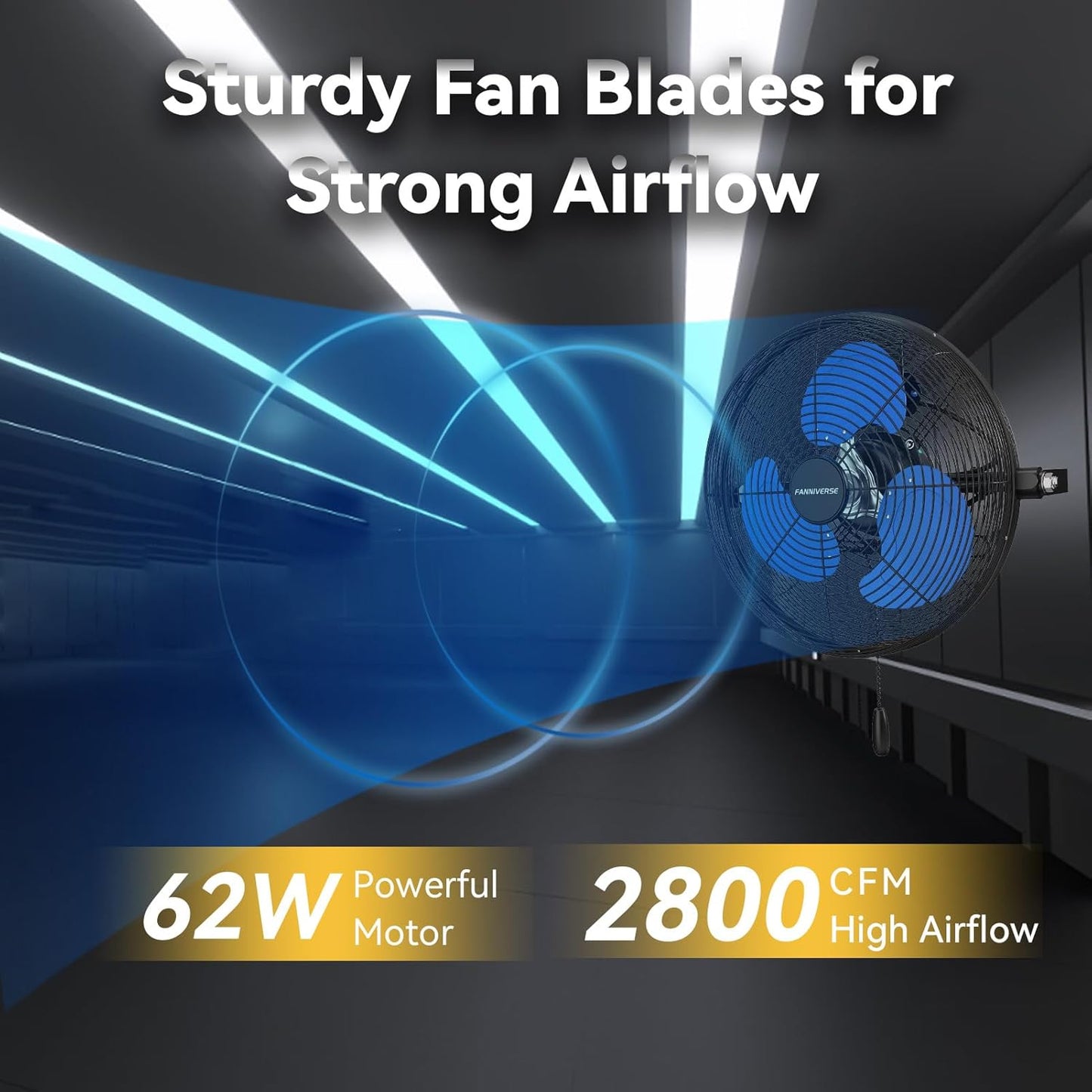 12 Inch Wall Fan Pro Series - Indoor High Velocity Wall Mount Fan for Commercial, Residential, Warehouse, Covered Patio, Shop, Garage, Barn, Gazebo 3 Speed 2800 CFM UL Safety Listed