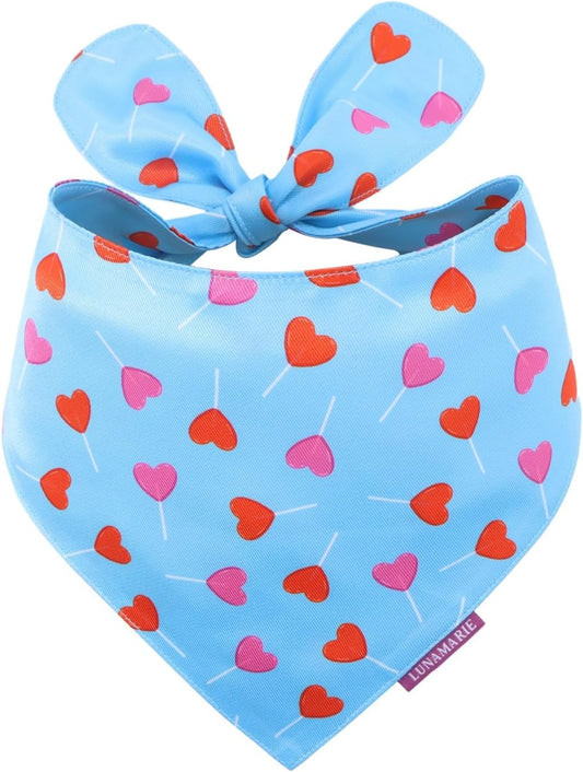 LunaMarie - Luxury Pet Birthday Bandanas -Premium & Silky Poly Fabric | 100% Handmade | Custom Shape Dual Layered (LoviePop, Small)