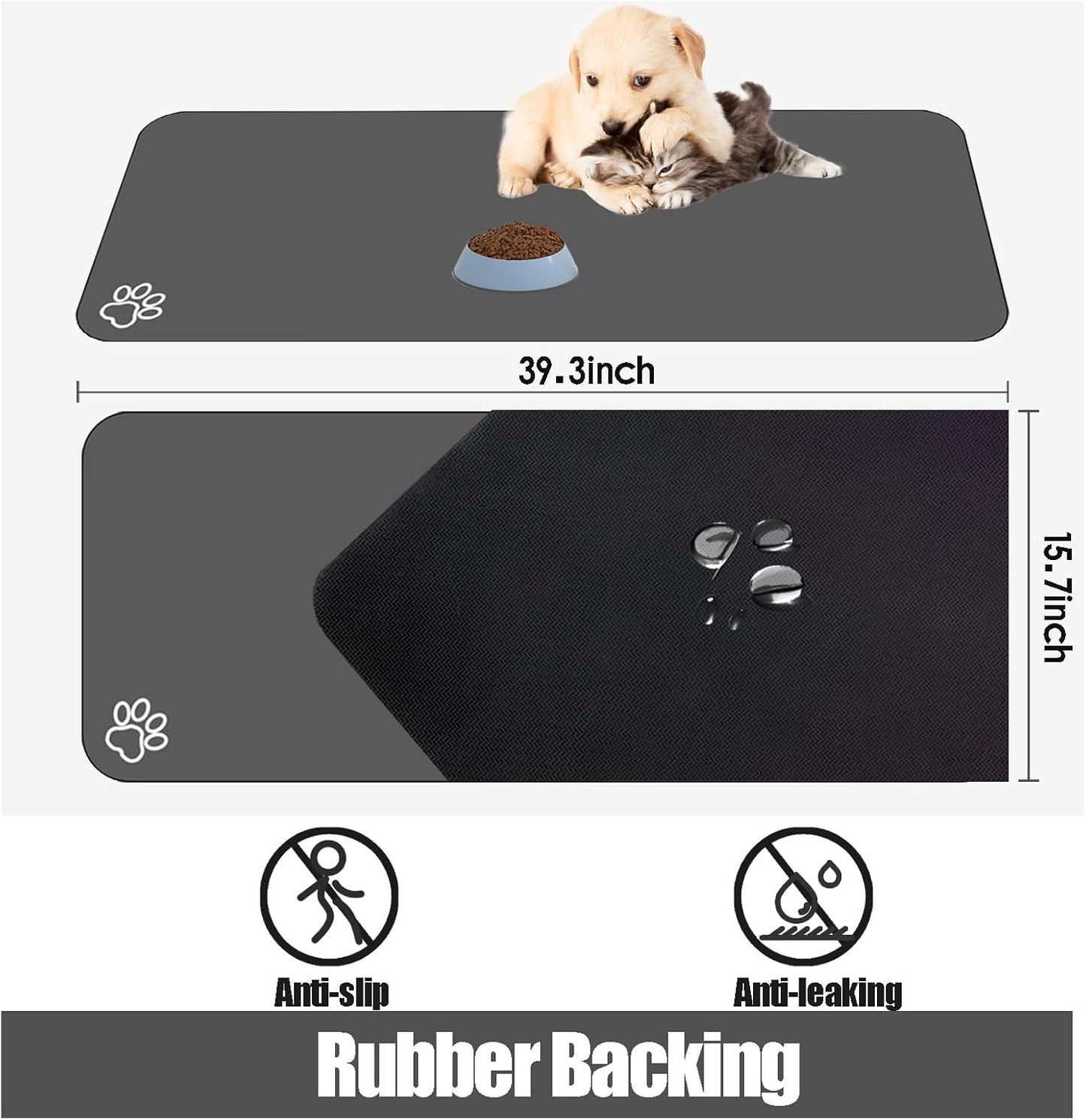 Large Pet Feeding Mat, Bohemia Absorbent Quick Dry Dog Mat for Food and Water Bowl, Non Skid Cat Bowl Mat, No Stains for Pet Water Dispenser Pet Supplies for Messy Drinkers