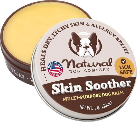 Natural Dog Company Skin Soother, 1 oz. Tin, Allergy and Itch Relief for Dogs, Dog Moisturizer for Dry Skin, Dog Lotion, Ultimate Healing Balm, Dog Rash Cream, Supports Hot Spot Symptoms