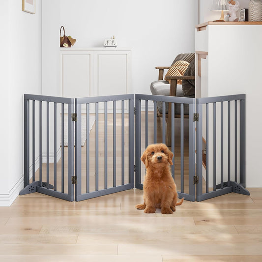 Dog Gates for Doorways 74-Inch Wide Freestanding Pet Gates for Dogs 24-inch Tall Dog Gates Indoor Stair House
