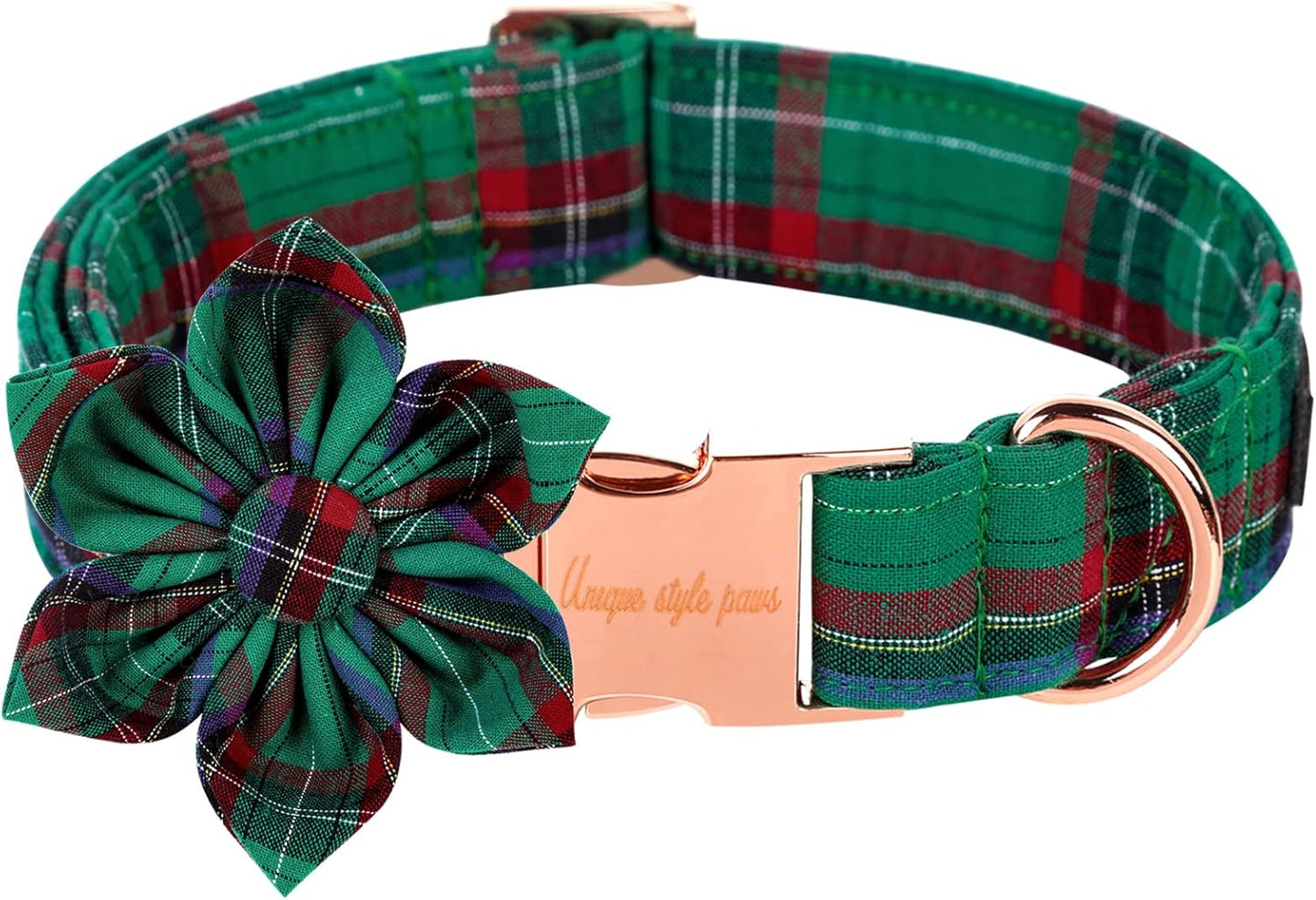 Unique style paws Dog Collar with Flower Tie Christmas Dog Collar for Small Medium Large Dogs with Adjustable Metal Buckle -S