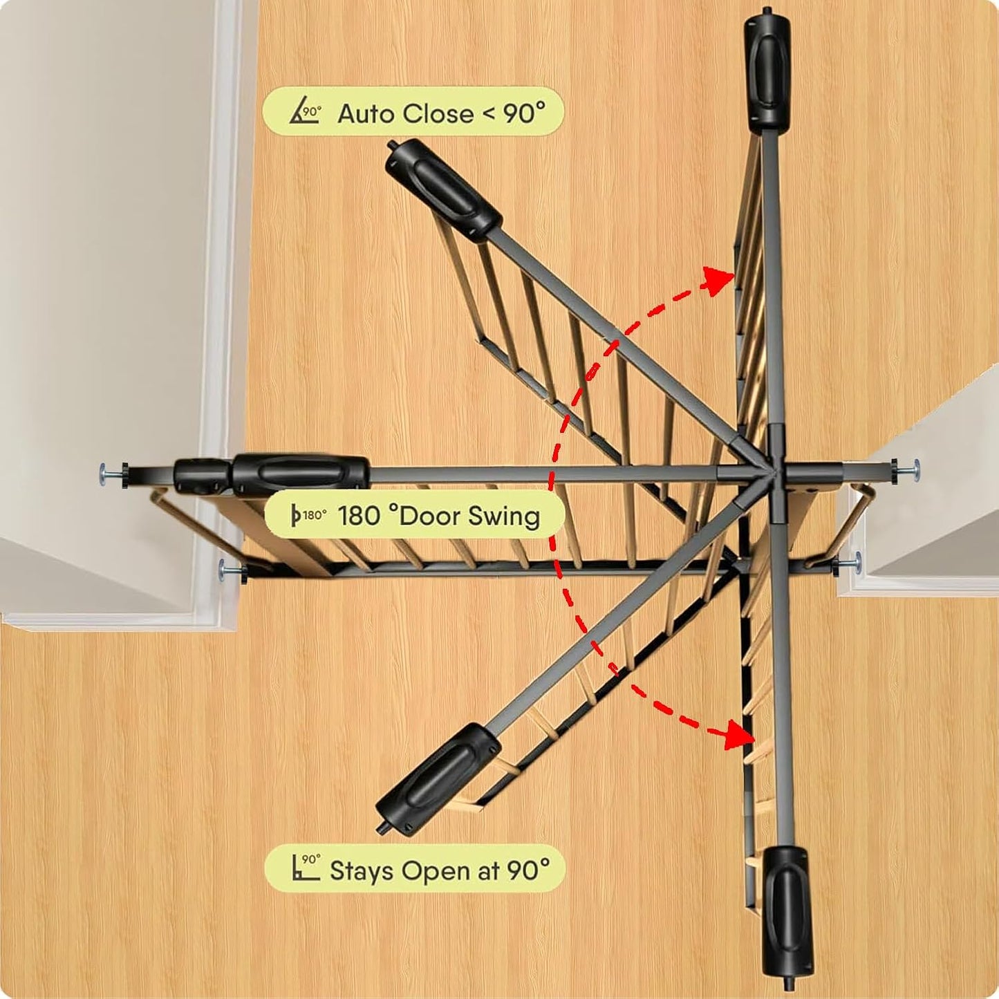 Baby Gates Extra Wide 53-57.5 Inch Large Baby Gate for Stairs Tension Pet Dog Gates Indoor for Doorways No Drilling Pressure Mounted Pet Gates for Kids