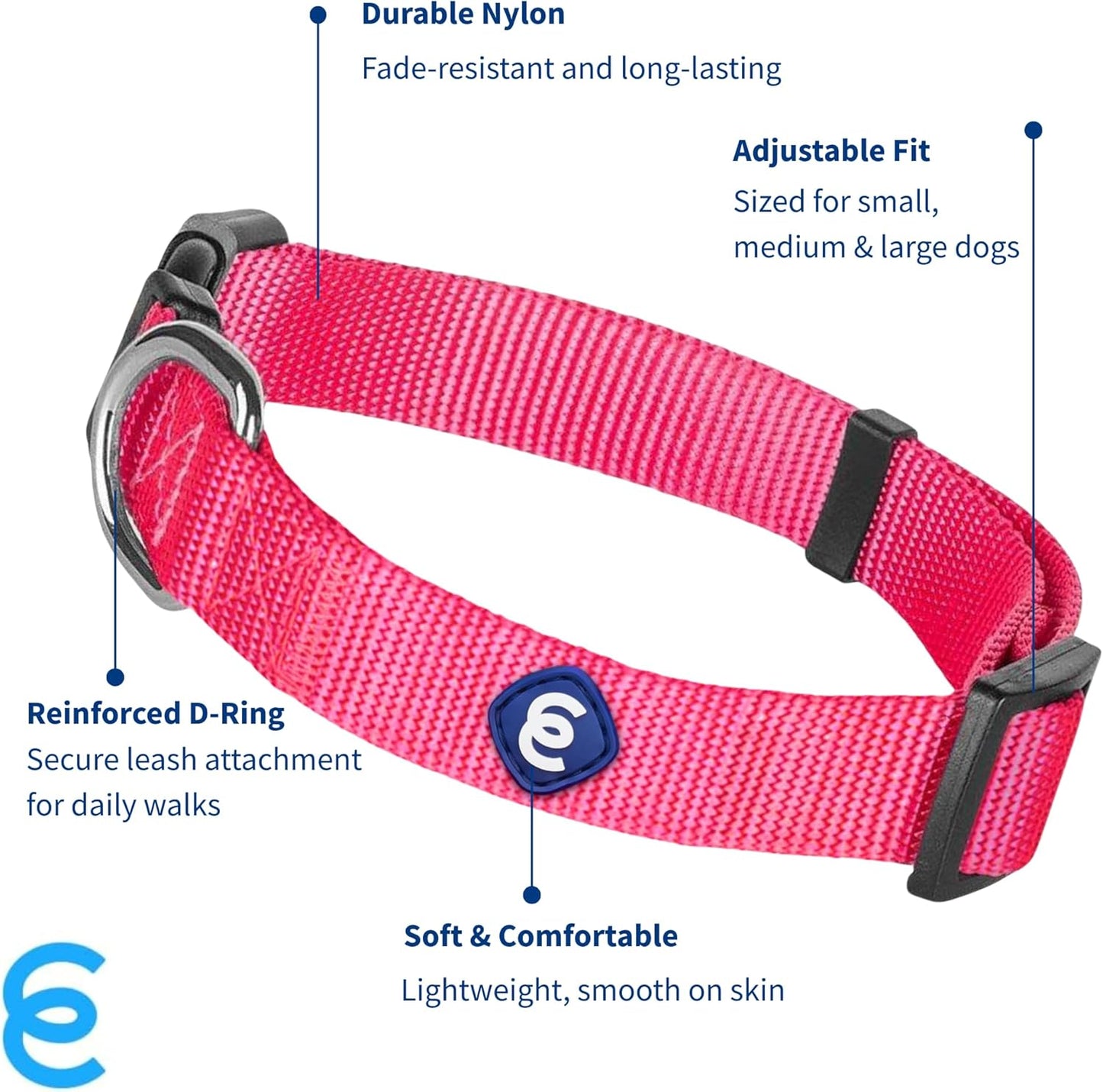Blueberry Pet X-Small Dog Collar | Dog Collars for Small Dogs | Hot Pink Durable Quick Release Collar | Eco-Friendly French Pink Collar for Female Puppies | Safe Nylon Pet Collar