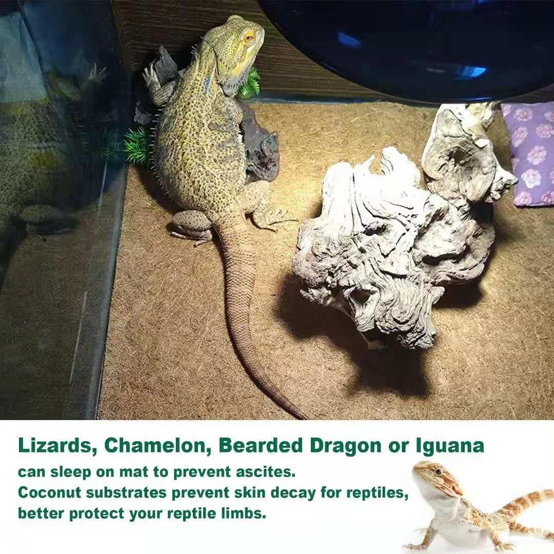 Reptile Carpet Coconut Fiber, 36" x 18" Reptile Terrarium Substrate Liner, Tortoise Bedding Carpet Mat Supplies for Pet Lizard, Chameleon, Bearded Dragon, Leopard Gecko, Iguana