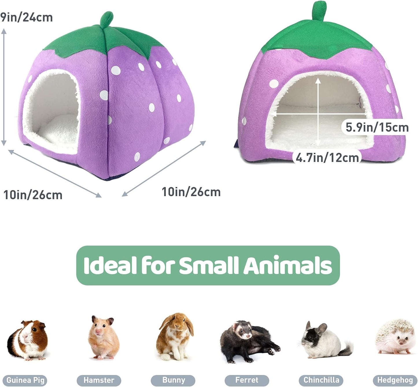 Guinea Pig Hideout 2 Pack Guinea Pig Bed House Cage Accessories Cozy Hide-Out for Hedgehog Ferret Chinchilla&Other Small Animals