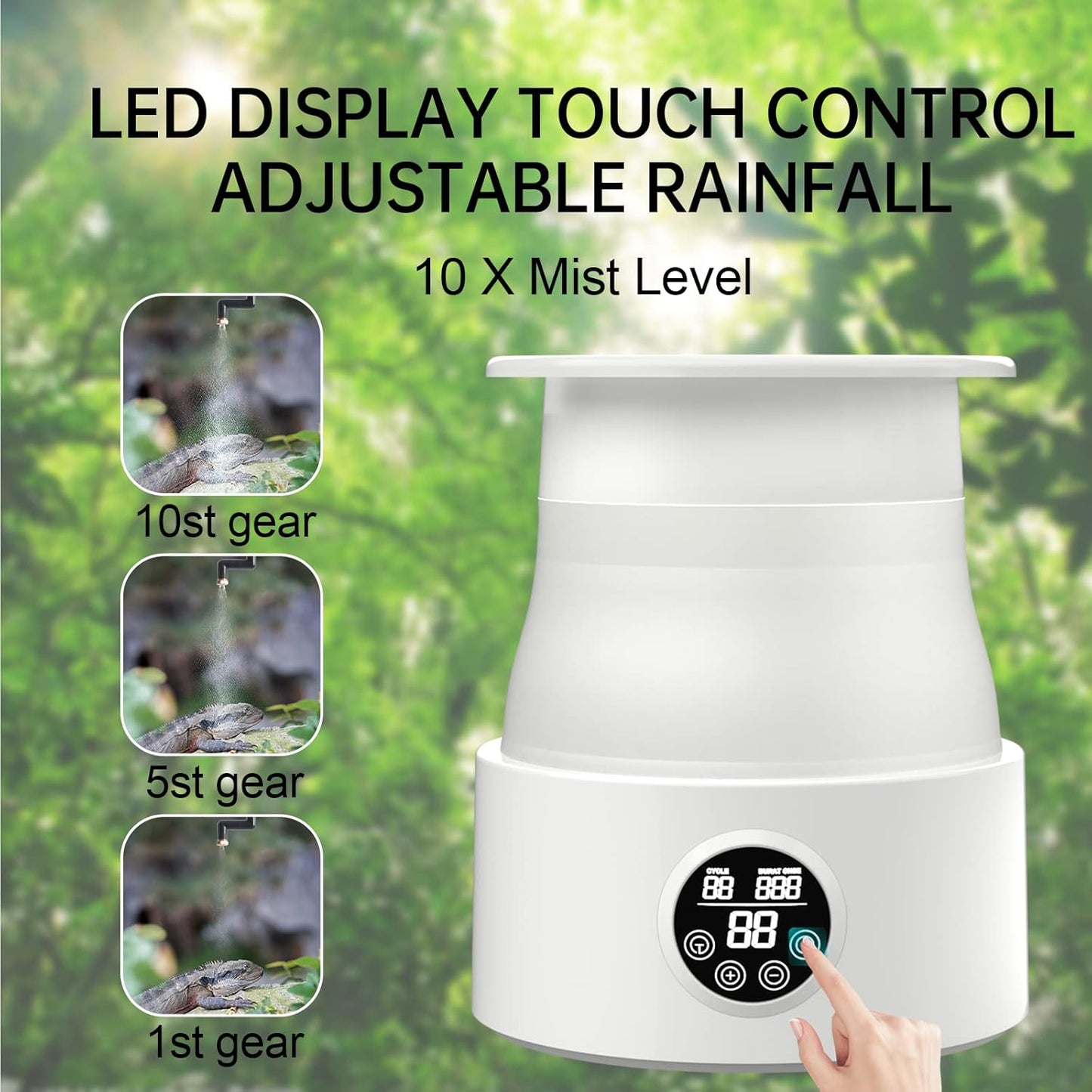 5L Foldable Automatic Reptile Mister with Timer, Fogger System with 360Adjustable Nozzles, Humidifier for Lizard, Snake, Amphibian, Frog, Plants, Terrarium