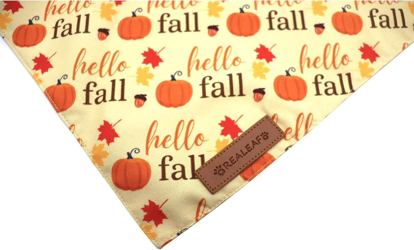 Realeaf Fall Dog Bandanas 2 Pack, Orange Pumpkin and Leaf Print Pet Scarf for Boy and Girl, Premium Durable Fabric, Holiday Bandana for Large and X-Large Dogs (X-Large)