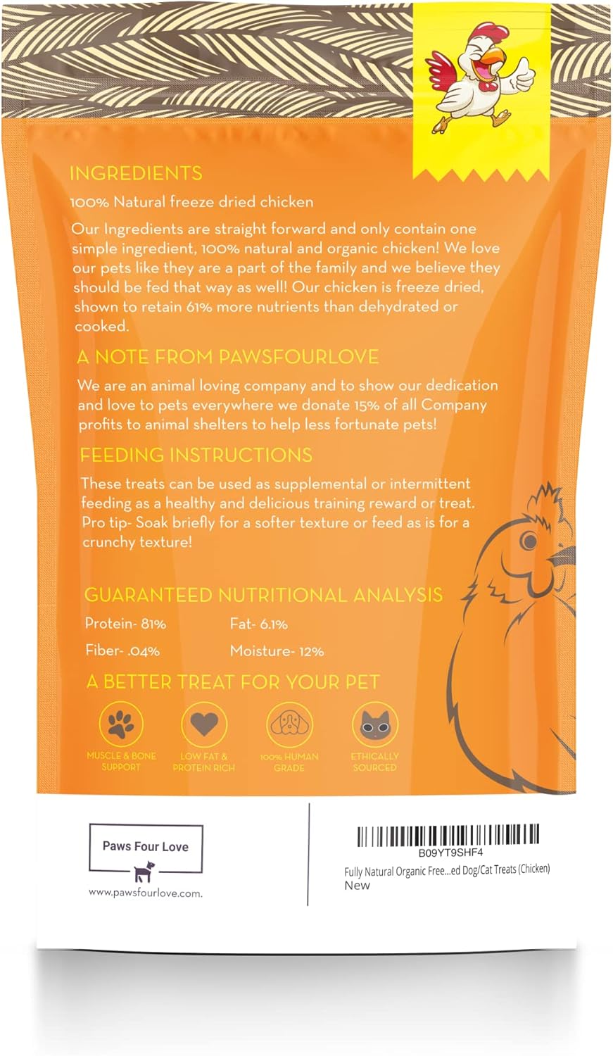 Organic Freeze Dried Dog & Cat Treats - Single Ingredient, Grain Free Food Toppers for Healthy Pets, No Fillers or Preservatives (3 Bag, Chicken)