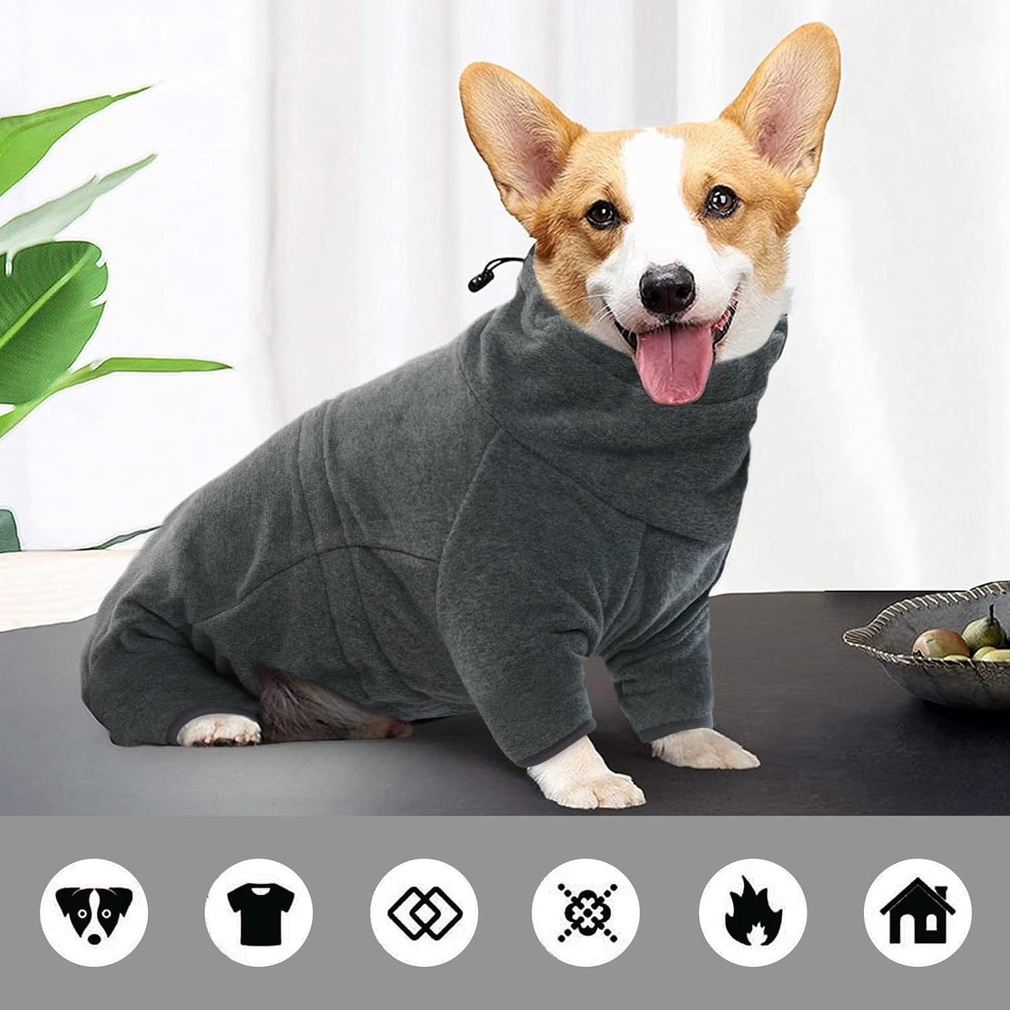 ROZKITCH Doberman Pajamas, Pet Windproof Warm Cold Weather Jacket Vest Cozy Jumpsuit Apparel Outfit Clothes for Small Medium Large Dog Walking Hiking Sleep Grey XS