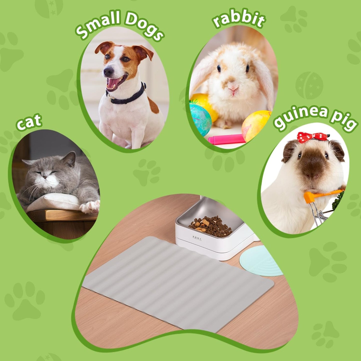Li&Zhao Dog Food Mat - Wave Cat Food Mat Pet Food Mat Dog Bowl Mat Waterproof Pet Mats for Food and Water for Floors Waterproof(Gray)
