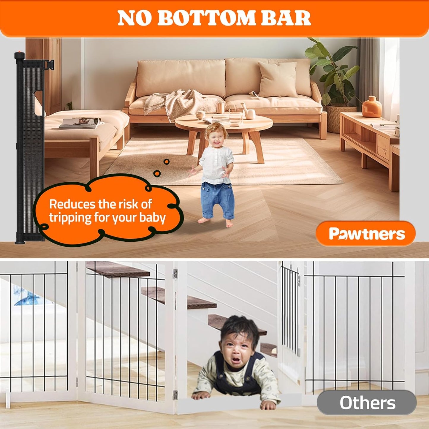 Extra Tall Retractable Baby Gates: 51" Tall Pet Gate, Extend up to 200" Wide, Mesh Baby Gate with Support Rods Jump-Proof Design for Cats & Large Dogs High Dog Cat Door Indoor Outdoor, Black