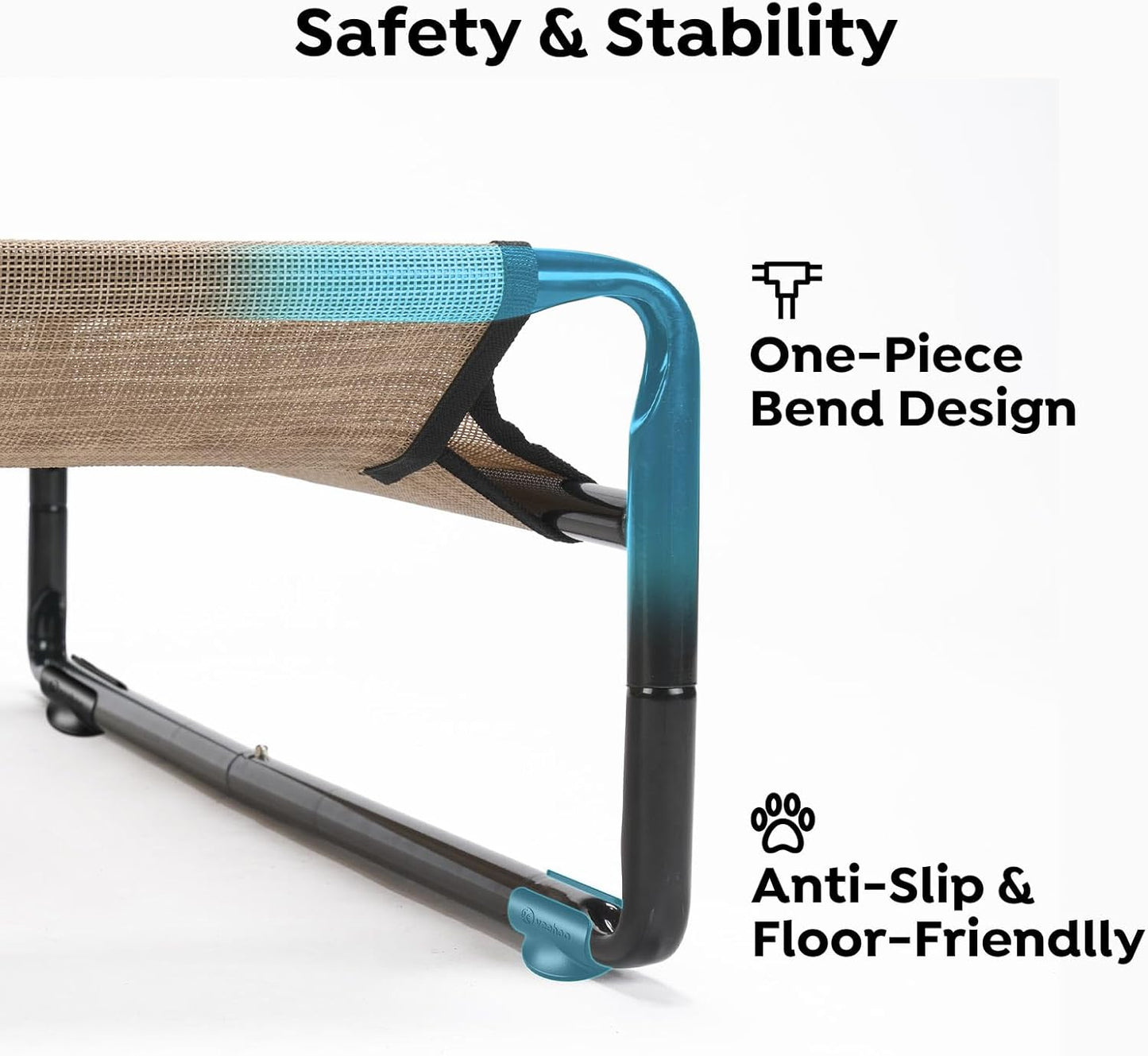 Veehoo Original Outdoor Elevated Dog Bed, Cooling Raised Dog Cot for Large Dogs, Portable Standing Pet Hammock Platform with Washable Breathable Mesh, No-Slip Feet, X-Large, Beige Coffee, CWC2201