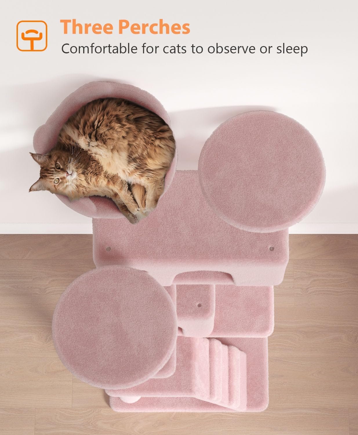 70'' Cat Tree Tower for Indoor Cats Large Adult,Cute/Tall Modern Cat Tree for Big Cats 20 lbs,Plush Multi-Level Cat Condo with Scratching Posts,Dangling Ball for Fun Play(Soft Pink, 70 inch)