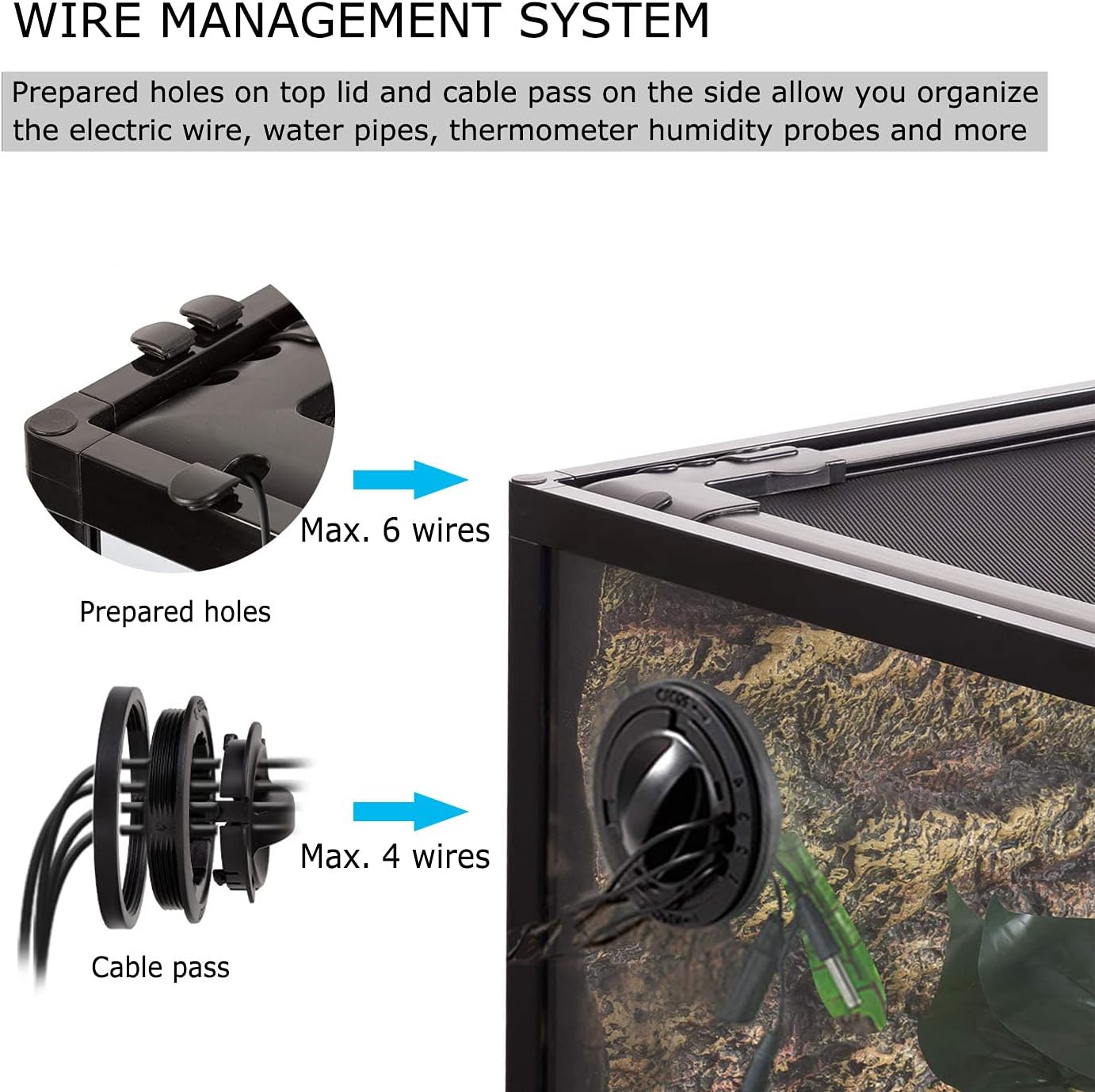 REPTI ZOO Large Reptile Terrarium, Vertical Reptile Tank, Wide & Tall Chameleon Cage with Top Screen Ventilation (36" W X 18" D X 36" H (Glass))