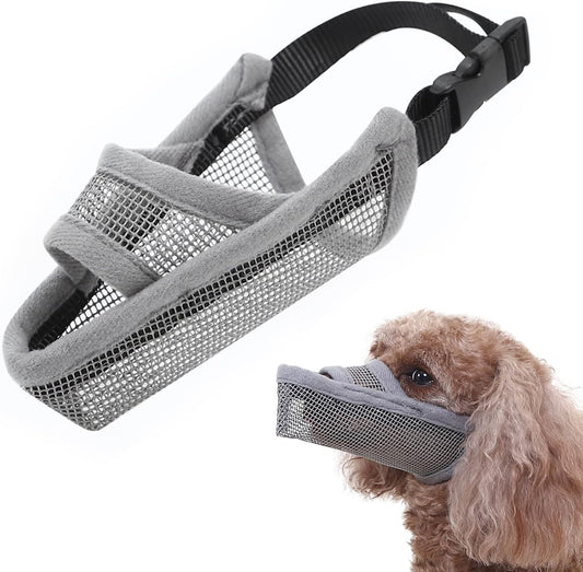 Crazy Felix Nylon Dog Muzzle for Small Medium Large Dogs Dachshund Beagle Poodle Labrador, Air Mesh Breathable and Drinkable Pet Mouth Guard for Anti-Biting Chewing Scavenging(XXXS, Grey)