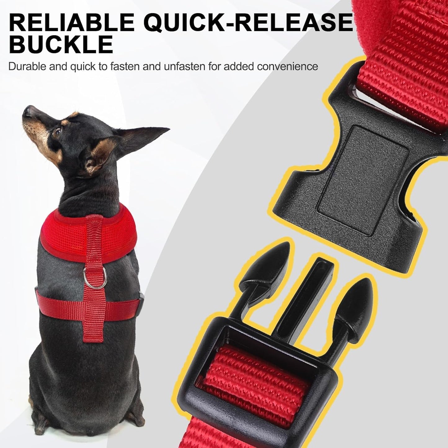 BINGPET No Pull Dog Harness - All Weather Mesh Step-in Vest for Small Dogs, Breathable Mesh Puppy & Cat Harness, Red, X-Small