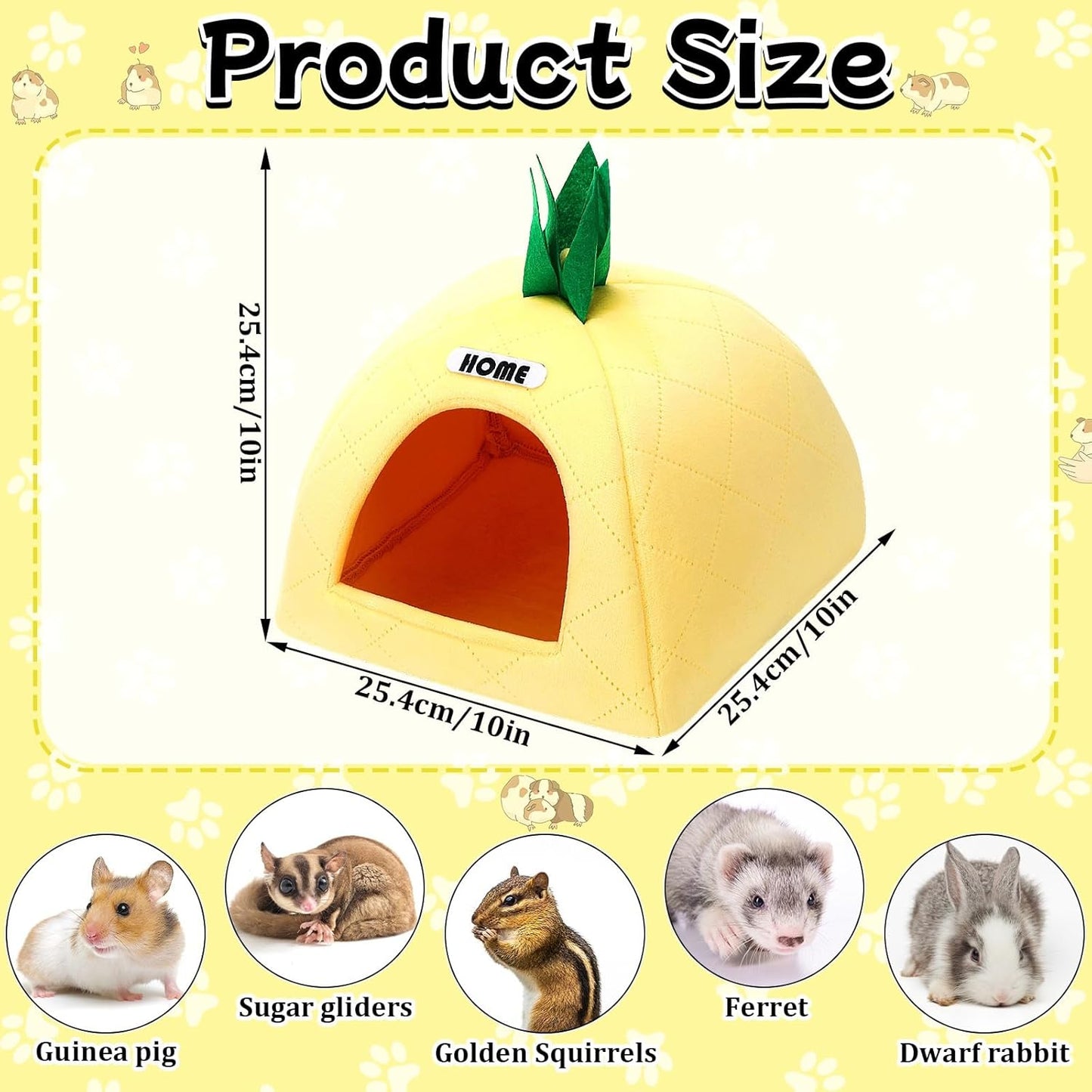 UPINS Guinea Pig Hideout,Guinea Pig Bed Washable Small Animal House Cage Accessories for Chinchillas Hamsters Hedgehogs Ferrets Bearded Dragons and Rats