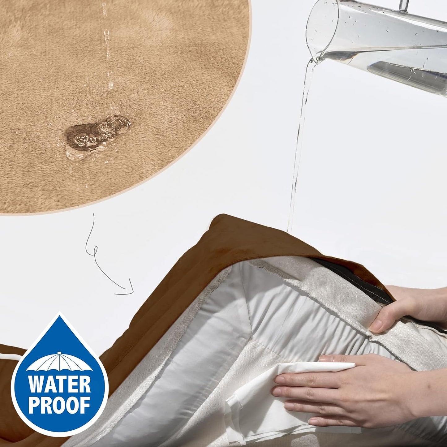 Comfort Expression Large Dog Beds Waterproof Orthopedic Foam Dog Sofa Beds Comfy Pet Bed with Washable Removable Cover & Non-Slip Bottom(Large,Brown)