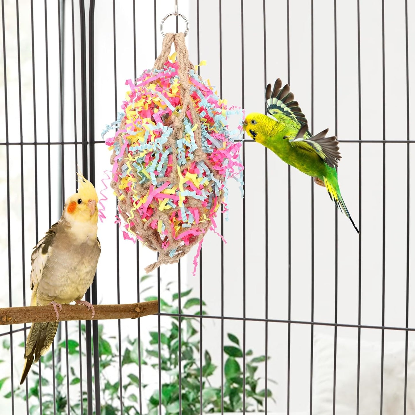 Hypeety Bird Chew Toy Bird Toy Foraging Shredding Climbing Hanging Toy for Parrot Parakeet Cockatiel Conure Cockatoo African Grey Cage Supply Accessories