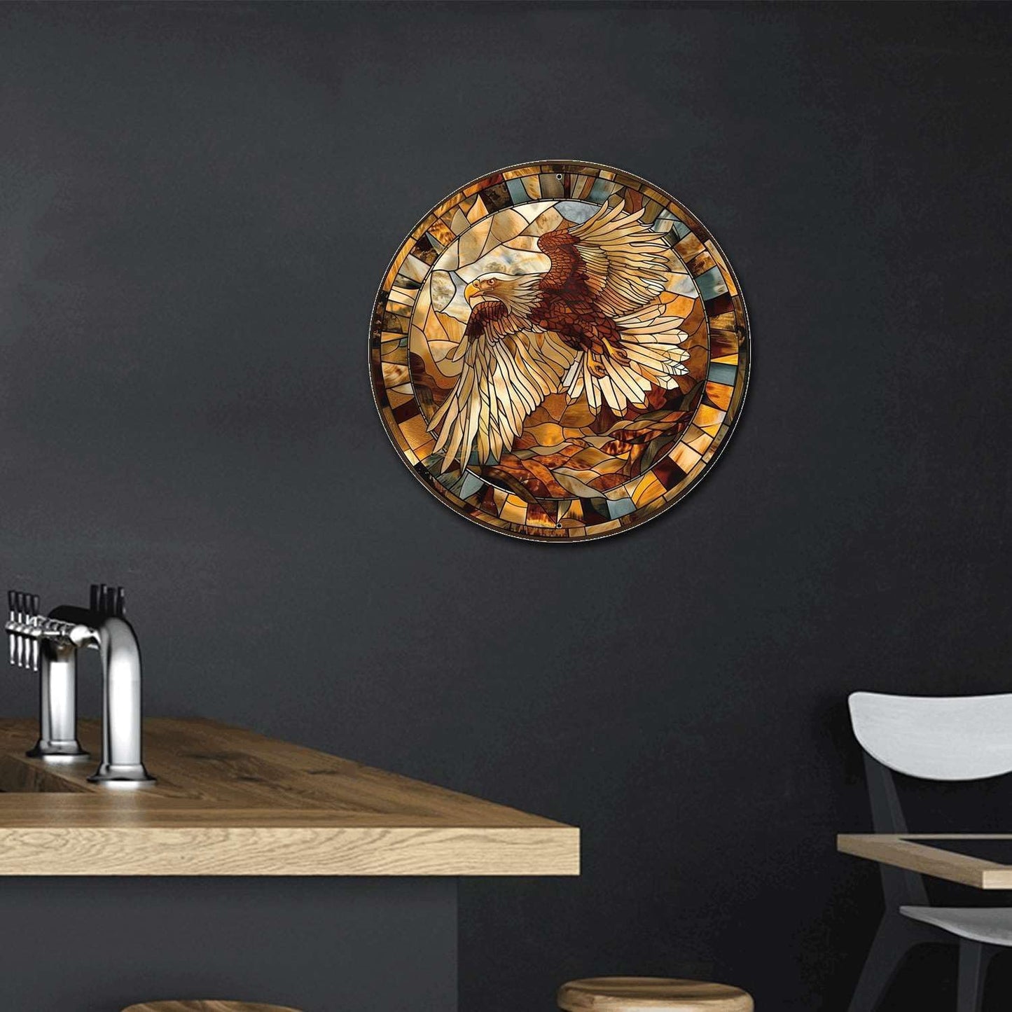 Lygond Metal Eagle Stained Glass Sign - 1212 Inches For Garden & Patio