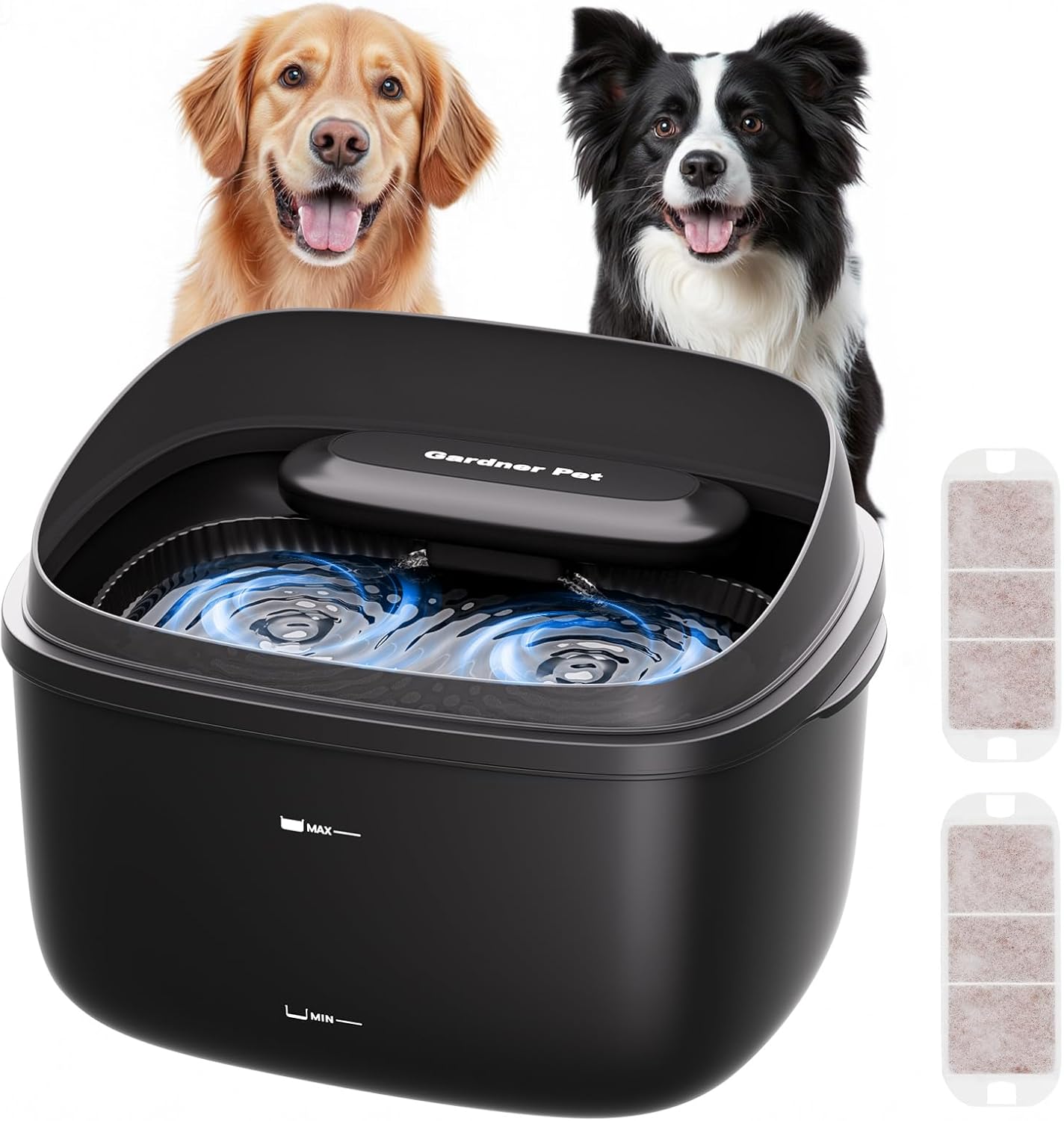 Gardner Pet Dog Water Fountain for Large Dogs, 8L/2.1Gal Large Capacity Automatic Dog Water Bowl Dispenser with Vortex Circulation, Maifan Stone Filter, Splash-Proof, Quiet Cat & Dog Water Bowl