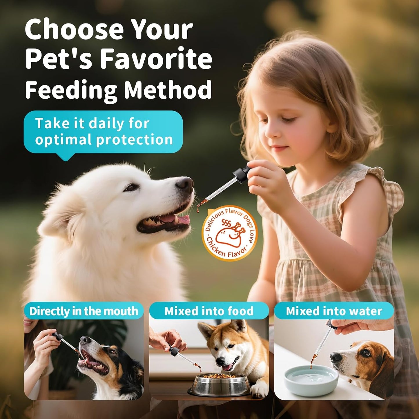 Flea & Tick Drops for Dogs – Natural Prevention with Neem, Oregano – Oral Flea &Tick Support, Long-Lasting Liquid Treatment with Skin Care for Puppy All Breeds & Sizes, Chicken Flavor, 2 FL Oz