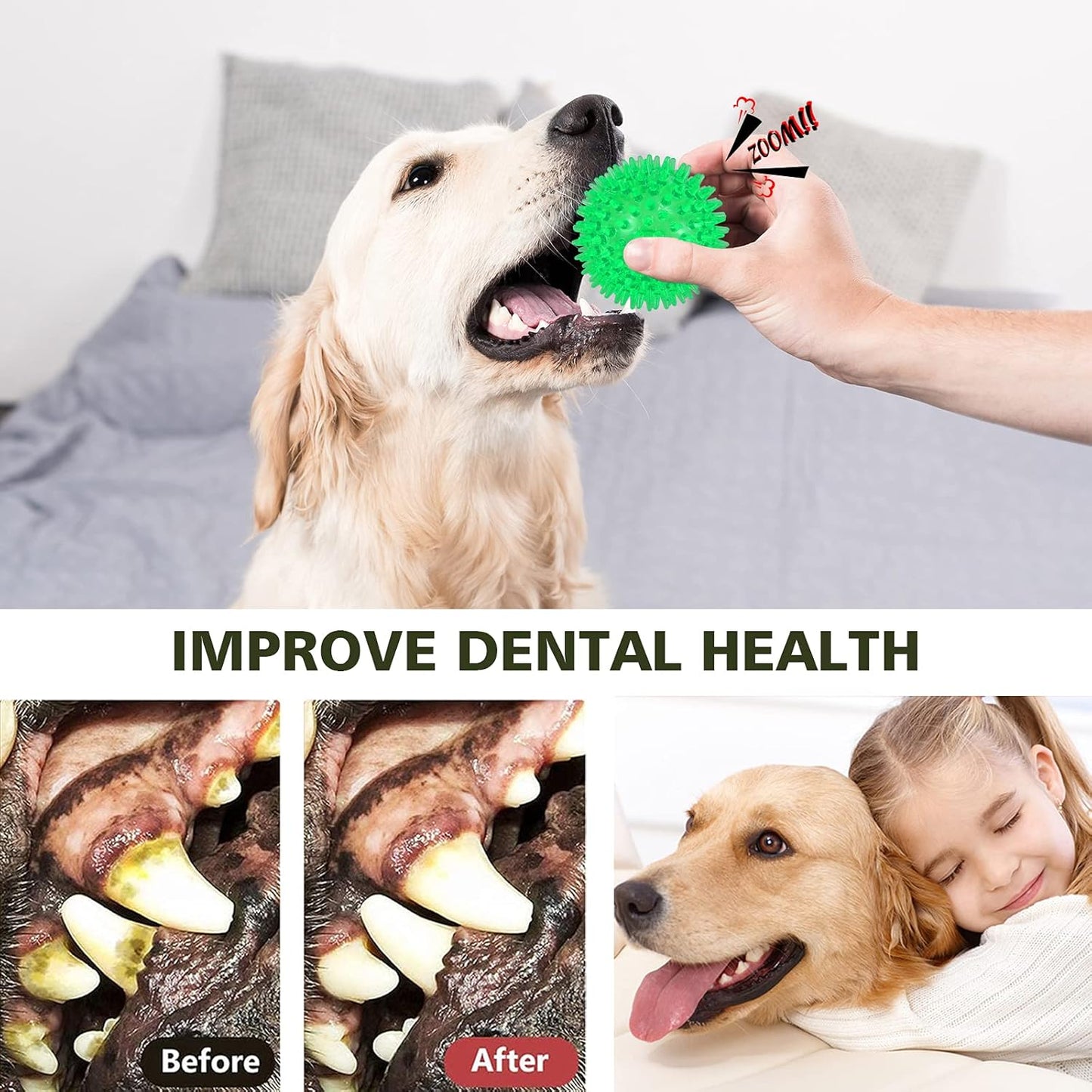 Petizer 3 Pack 2.5" Squeaky Toy Balls, Floating Pool Balls, Spiky Water Toys, Durable Interactive Fetch Toys for Puppy, Chew Toys for Teething (Small Dog)