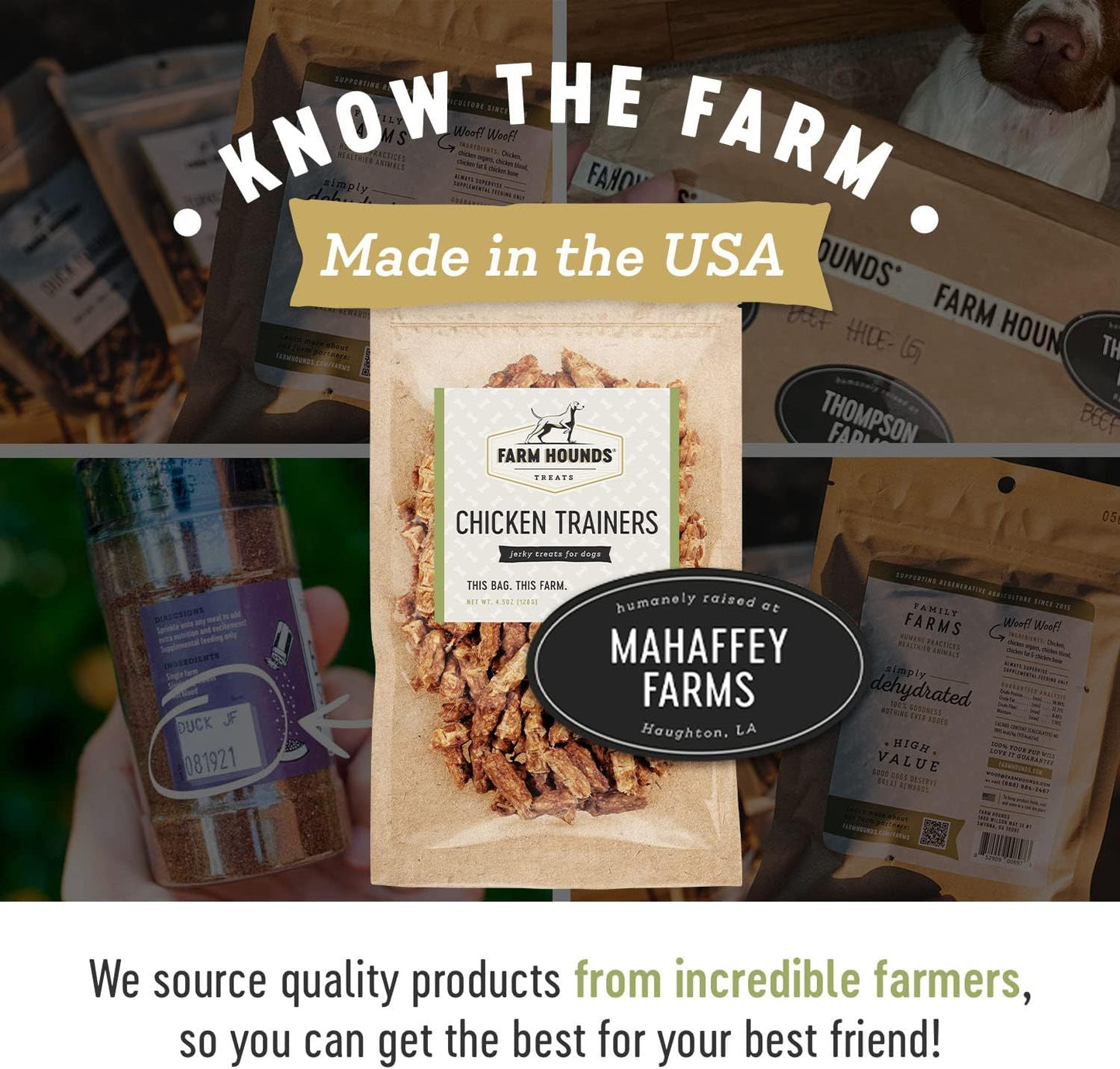 Farm Hounds - Chicken Trainers - Premium Natural Jerky for Dogs - 100% Humanely Raised Chicken - Easy-Break - Great for Training & Treats - No Added Fillers - Made in USA - 4.5oz - 1 Pack