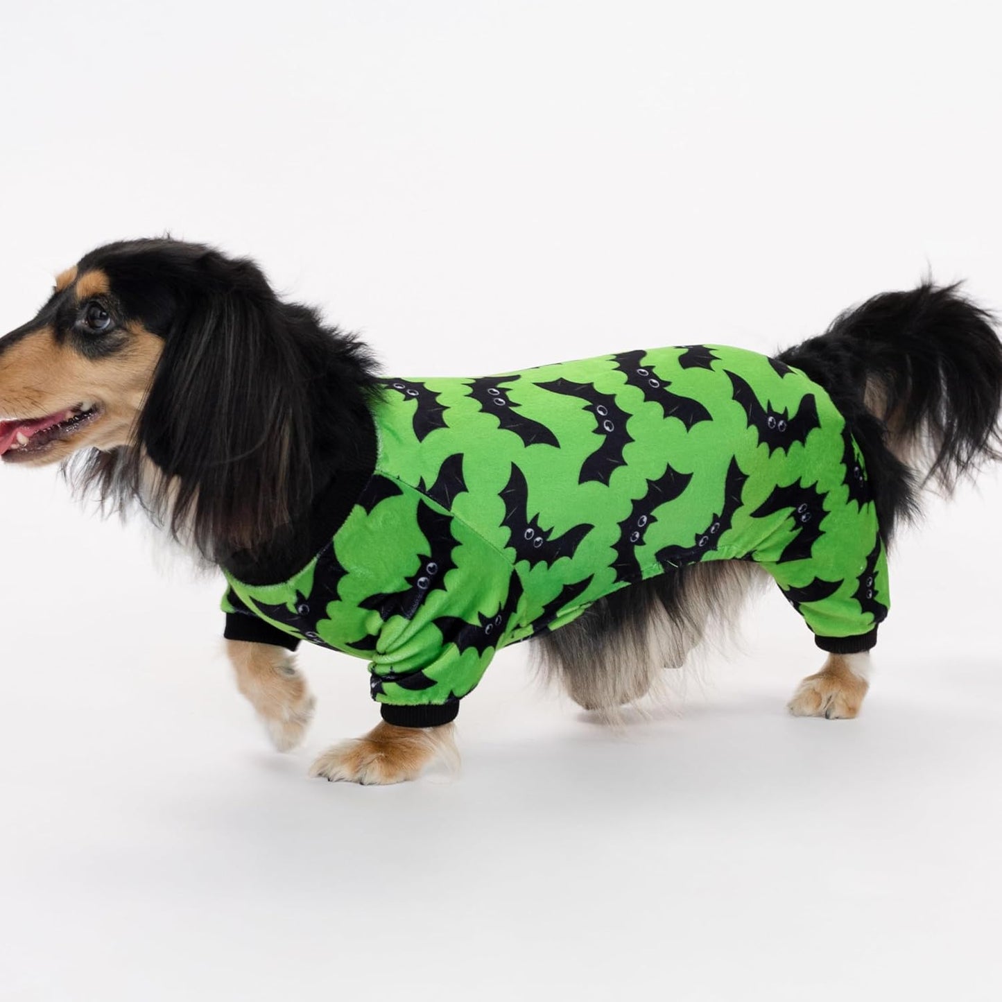 Fitwarm Halloween Bat Dog Pajamas, Funny Costumes for Small Dogs Boy Girl, Pet Outfit, Lime Green, Black, Large