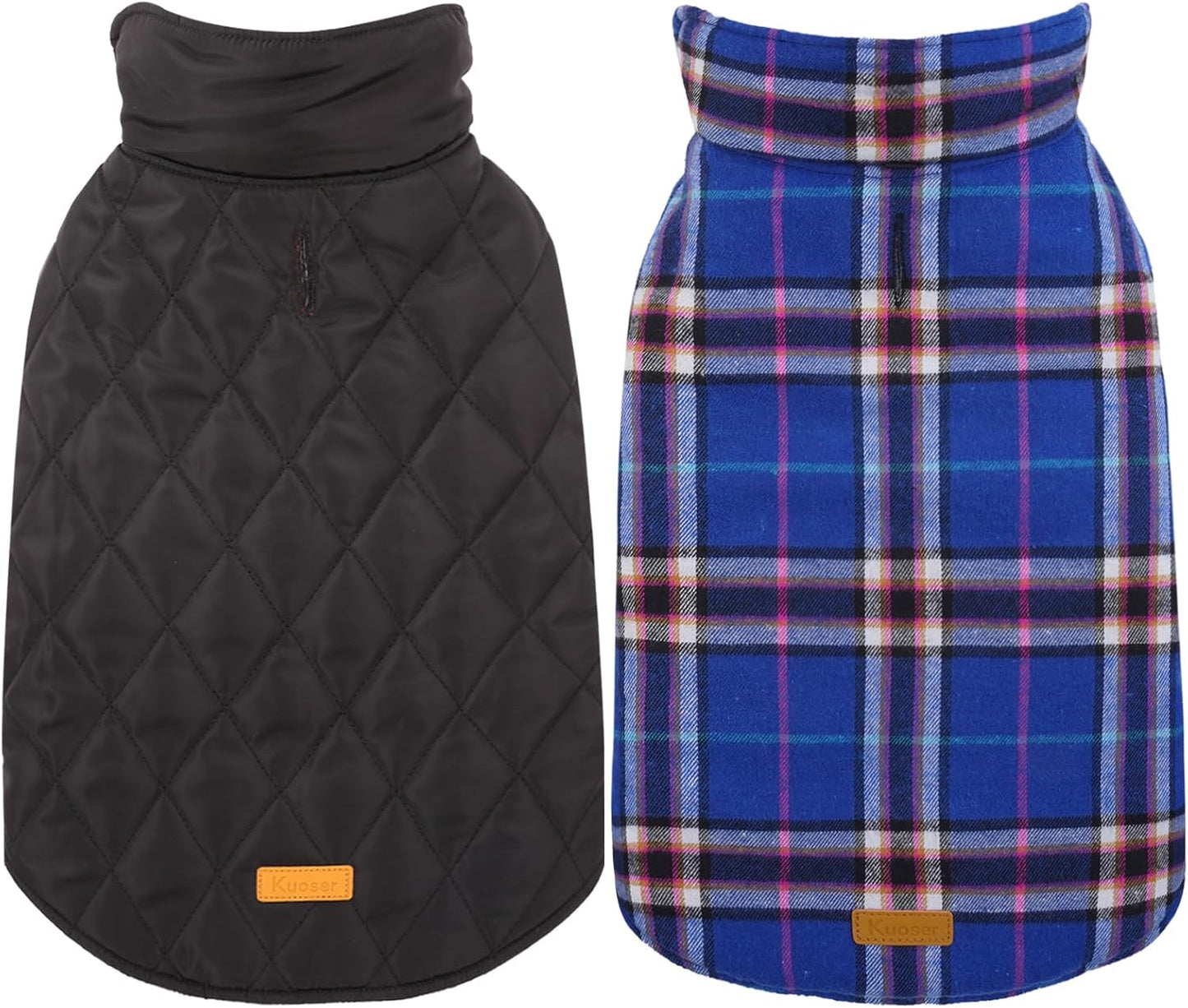 Kuoser Warm Dog Coat, Waterproof Dog Coats for X-Small Dogs, Adjustable Durable Doggie Winter Jacket Reversible Cozy Puppy Cold Weather Apparel from Small to Large Breed, Navy XS