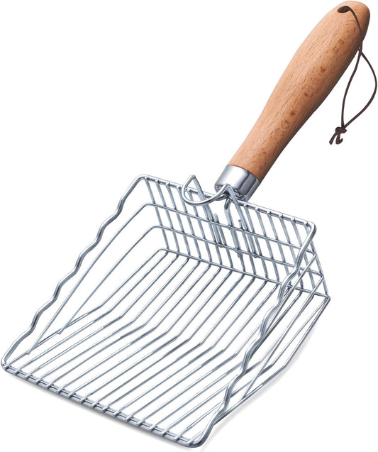 Cat Litter Scoop, Kitty Metal Scooper with Hook and Hole, Stainless Steel Kitten Poop Lifter for Litter Box, Non Stick, Durable and Heavy Duty Sifter for Easy Clean
