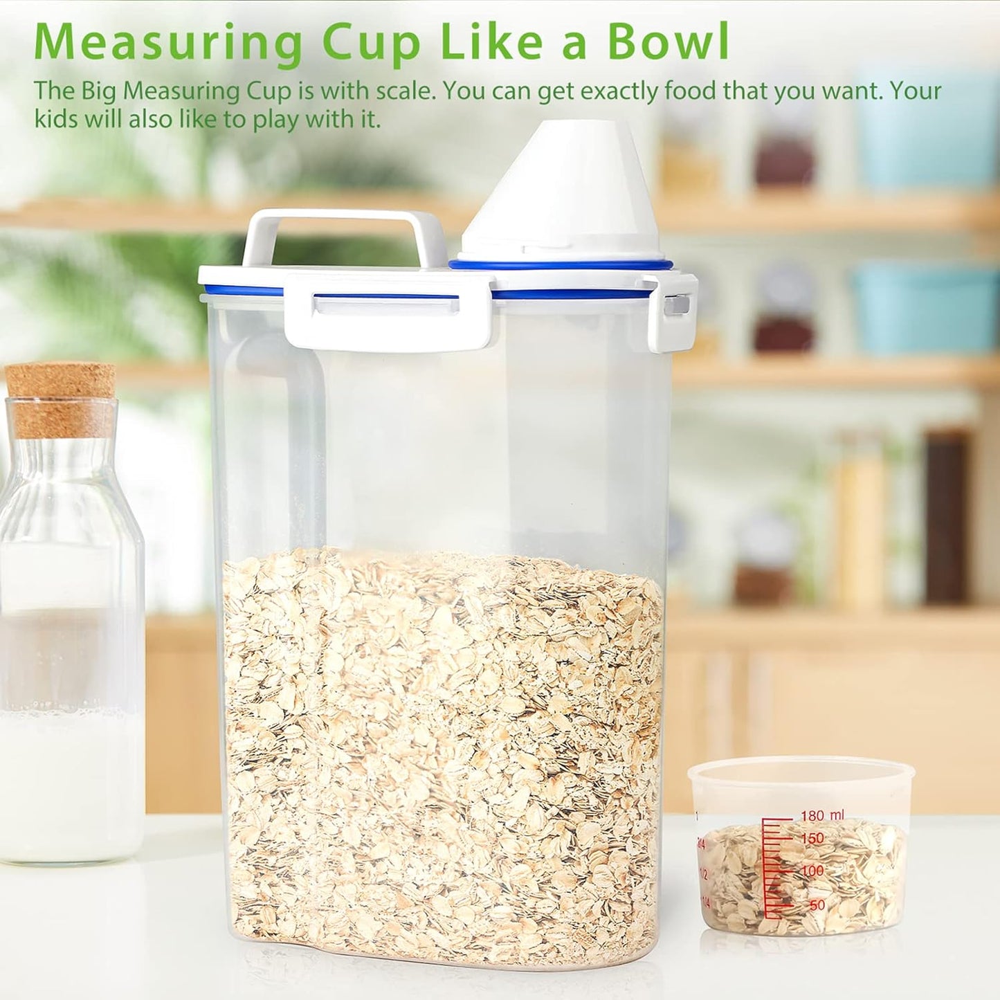 Rice Storage Container, 3 to 5Lbs Dry Food Airtight Container, Pet Dog Cat Food Canister, BPA Free Clear Plastic Kitchen and Pantry Organization Bin for Oatmeal, Grain, Cereal, Pasta, Flour