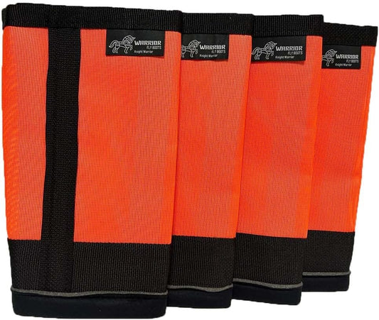 Warrior Fly Boots for Horses - Breathable Mesh Horse Boots for Fly Protection & Leg Comfort - Set of 4 (Knight Warrior, Neon Orange)