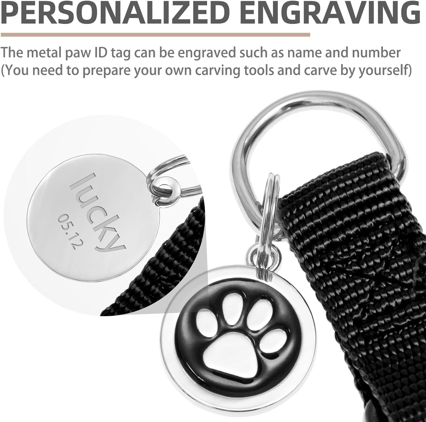 PUPTECK No Pull Dog Harness Soft Adjustable Basic Nylon Step in Puppy Vest Outdoor Walking with ID Tag Medium